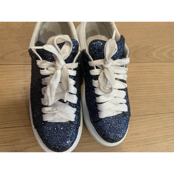 Alexander McQueen Womens Glitter Sneakers White Sole & Laces Size 35 EU - Picture 4 of 12